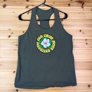 Old Crow Medicine Show Tank Top Womens Medium Green Racerback Sleeveless Tank